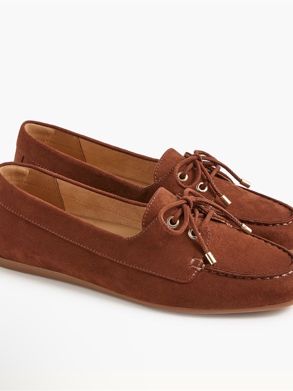 J.Crew Boat Shoes For Women Factory Suede Tie-Front Loafers in Brown Sz 8.5
